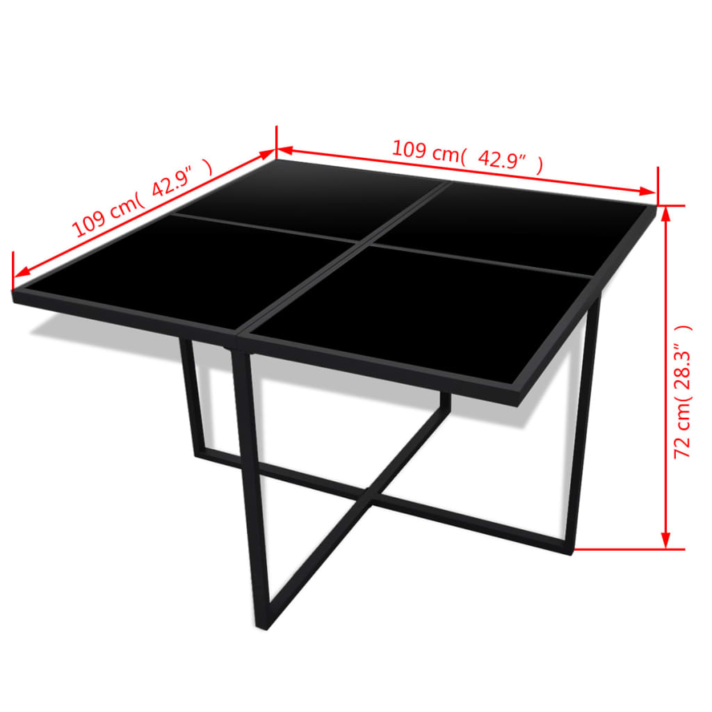 Σετ Τραπεζαρίας Εξ. Χώρου 9 τεμ. Μαύρο Συνθ. Ρατάν με Μαξιλάρια - Pakobazaar