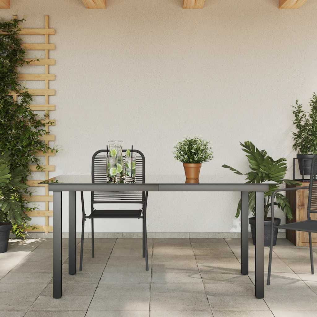 Τραπέζι Κήπου Μαύρο 150 x 90 x 74 εκ. από Αλουμίνιο / Γυαλί
