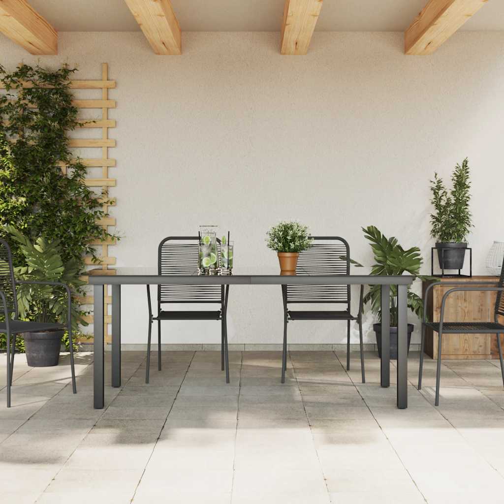 Τραπέζι Κήπου Μαύρο 190 x 90 x 74 εκ. από Αλουμίνιο / Γυαλί