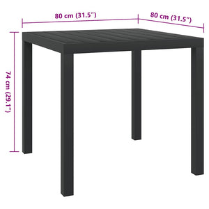 Τραπέζι Κήπου Μαύρο 80 x 80 x 74 εκ. από Αλουμίνιο / WPC - Pakobazaar