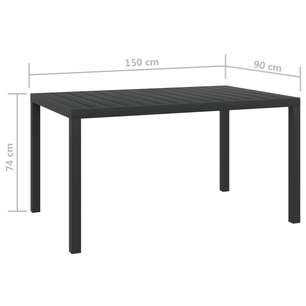 Τραπέζι Κήπου Μαύρο 150 x 90 x 74 εκ. από Αλουμίνιο / WPC - Pakobazaar