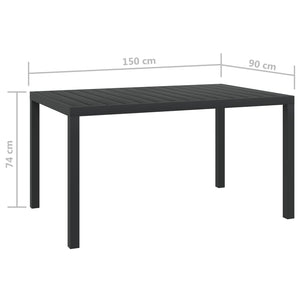 Τραπέζι Κήπου Μαύρο 150 x 90 x 74 εκ. από Αλουμίνιο / WPC - Pakobazaar