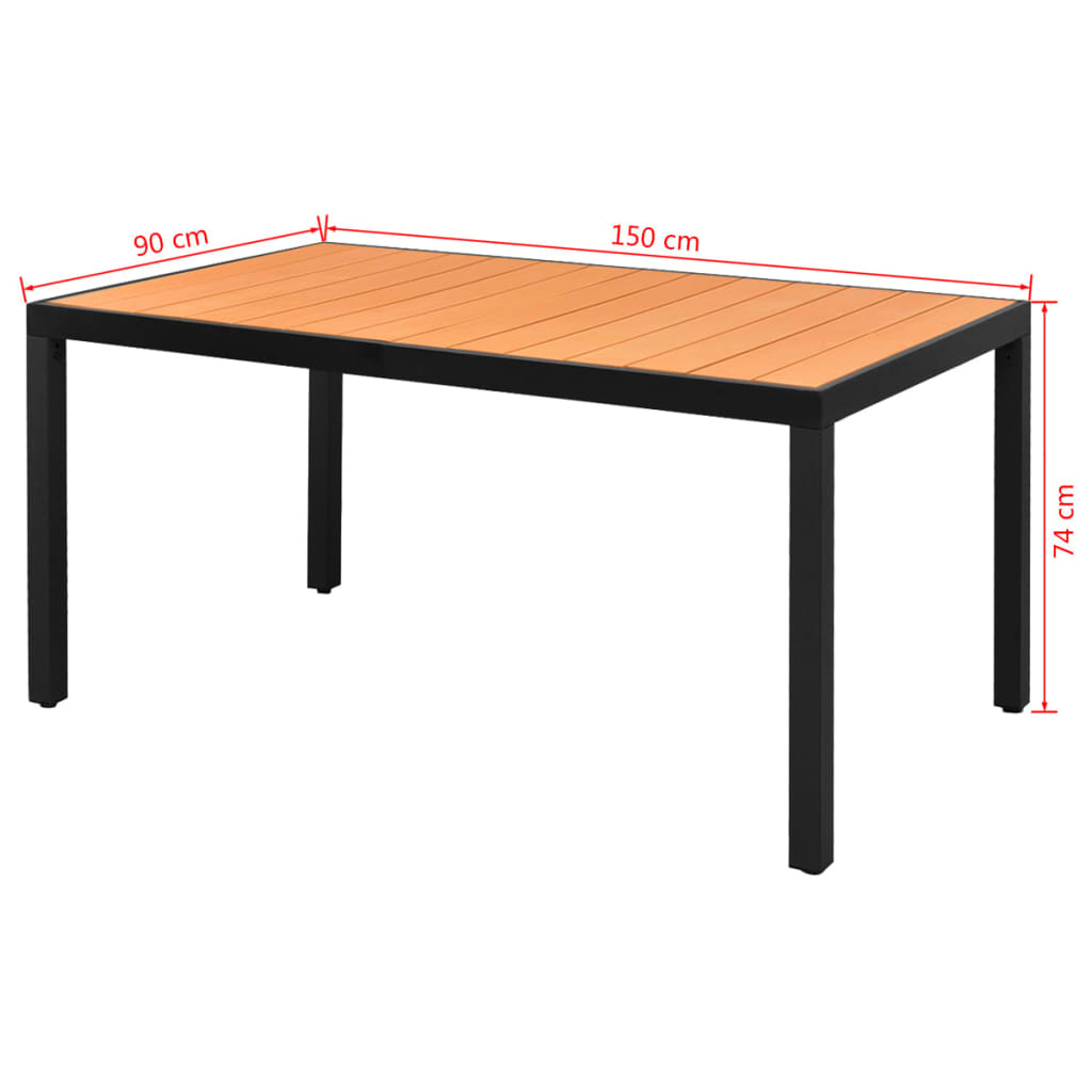 Τραπέζι Κήπου Καφέ 150 x 90 x 74 εκ. από Αλουμίνιο / WPC - Pakobazaar