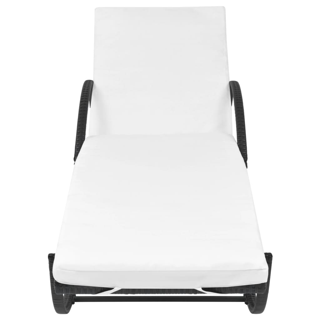 Ξαπλώστρα Μαύρη από Συνθετικό Ρατάν με Μαξιλάρι