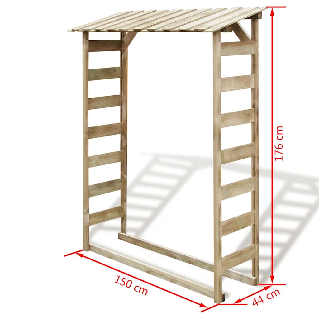 Υπόστεγο Αποθήκευσης Καυσόξυλων 150 x 44 x 176 εκ. Ξύλο Πεύκου