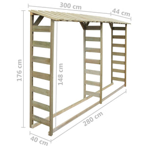 Υπόστεγο Αποθήκευσης Καυσόξυλων Διπλό 300x44x176 εκ Ξύλο Πεύκου