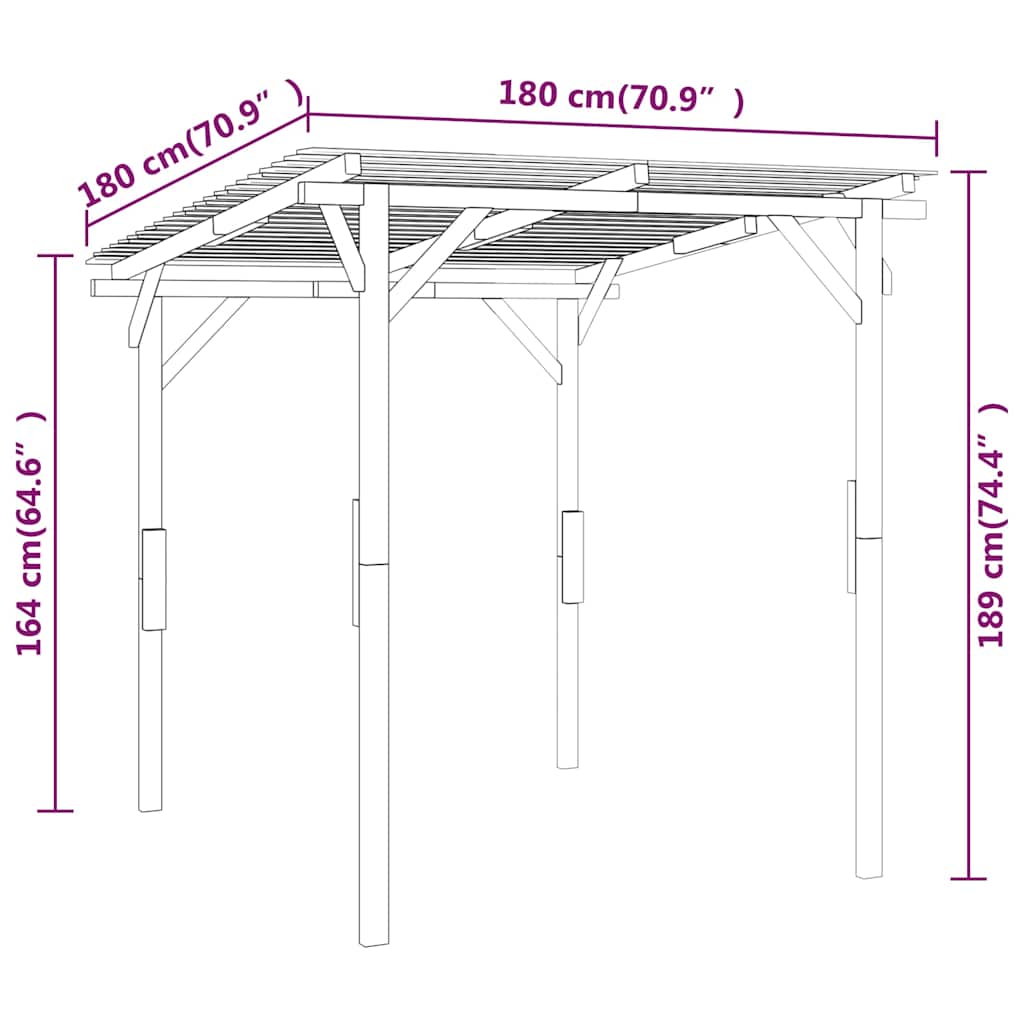 Στέγαστρο Κήπου 180x180x189 εκ. Εμποτισμένο Ξύλο Πεύκου
