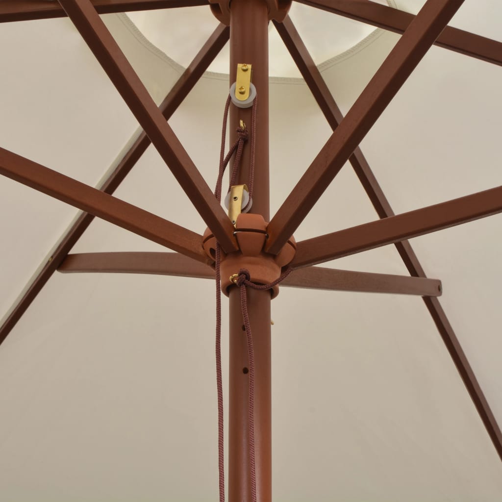 Ομπρέλα Λευκή Κρεμ 270 x 270 εκ. με Ξύλινο Ιστό - Pakobazaar