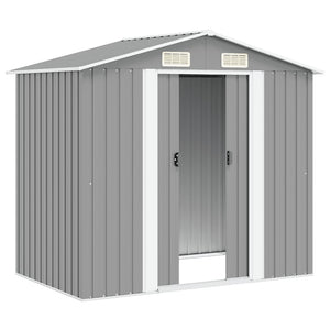 Αποθήκη Κήπου Γκρι 204 x 132 x 186 εκ. Μεταλλική - Pakobazaar
