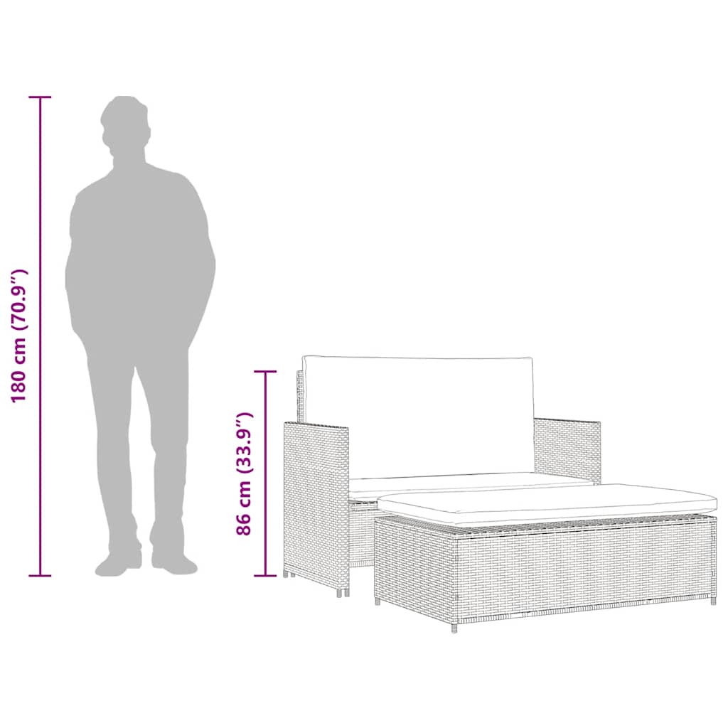 Σετ Καναπέ Κήπου Καφέ από Συνθετικό Ρατάν