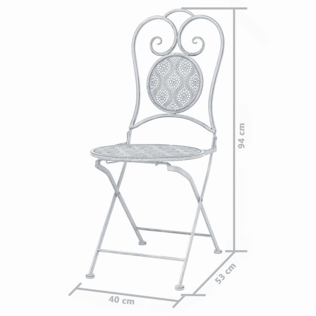 Σετ Επίπλων Bistro 3 Τεμαχίων Γκριζωπό Λευκό Ατσάλινο - Pakobazaar