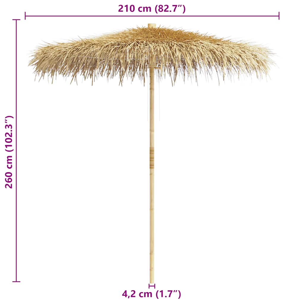 Ομπρέλα 210 εκ. από Μπαμπού με Κάλυμμα από Φύλλα Μπανανιάς - Pakobazaar