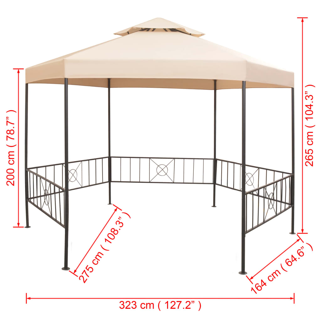 Κιόσκι/Τέντα Κήπου Εξαγωνικό Μπεζ 323 x 265 εκ. - Pakobazaar
