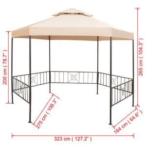 Κιόσκι/Τέντα Κήπου Εξαγωνικό Μπεζ 323 x 265 εκ. - Pakobazaar