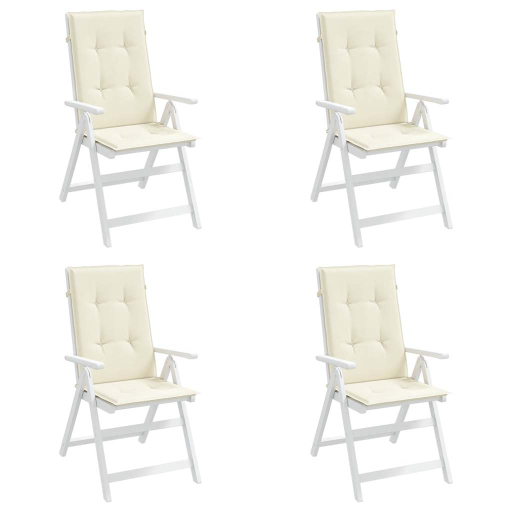 Μαξιλάρια Καρέκλας Κήπου με Πλάτη 4 τεμ. Κρεμ 120x50x2 εκ. - Pakobazaar