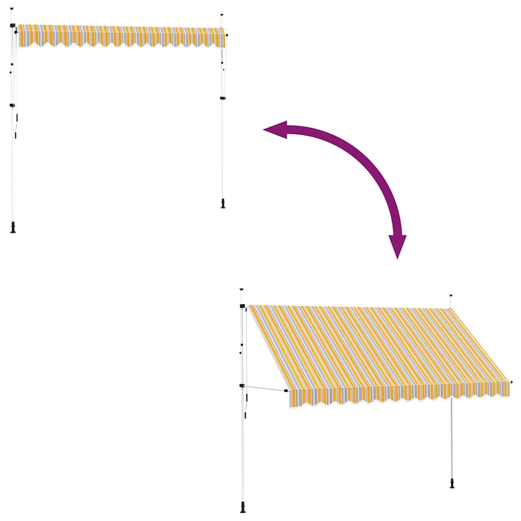Τέντα Συρόμενη Χειροκίνητη Κίτρινη με Μπλε Ρίγες 350 εκ. - Pakobazaar