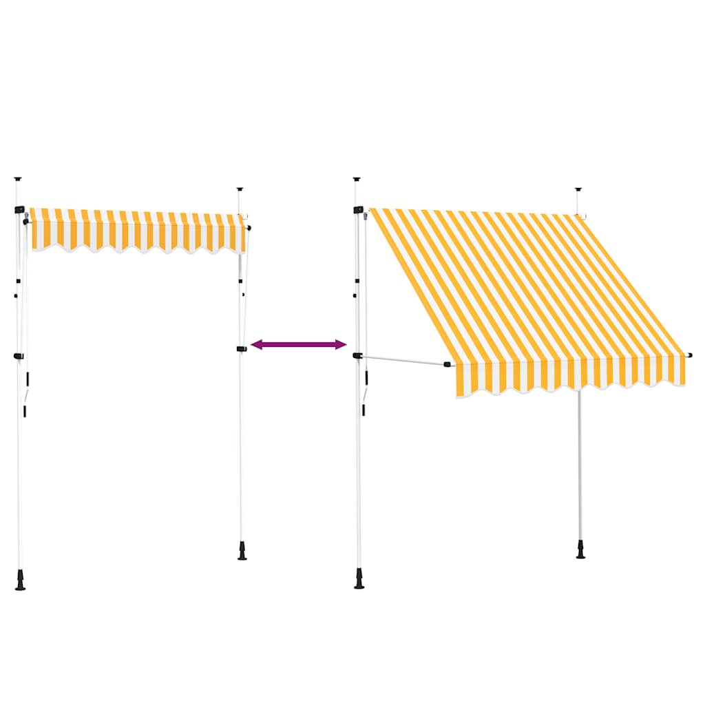 Τέντα Συρόμενη Χειροκίνητη Πορτοκαλί με Λευκές Ρίγες 200 εκ. - Pakobazaar
