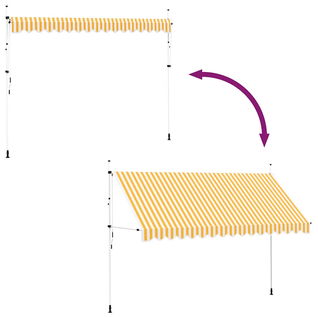 Τέντα Συρόμενη Χειροκίνητη Πορτοκαλί και Λευκές Ρίγες 400 εκ. - Pakobazaar