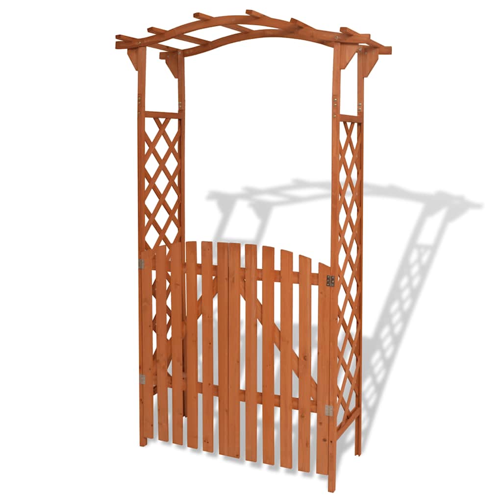 Αψίδα Κήπου με Πόρτα 120 x 60 x 205 εκ. από Μασίφ Ξύλο