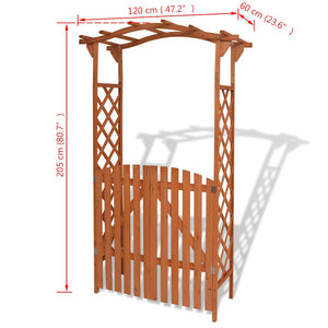 Αψίδα Κήπου με Πόρτα 120 x 60 x 205 εκ. από Μασίφ Ξύλο