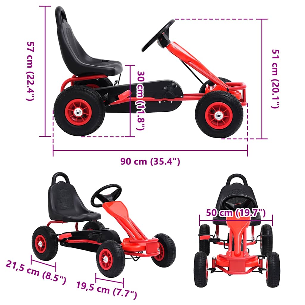 Go Kart με Πετάλια και Λάστιχα Πεπιεσμένου Αέρα Κόκκινο - Pakobazaar