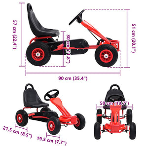 Go Kart με Πετάλια και Λάστιχα Πεπιεσμένου Αέρα Κόκκινο - Pakobazaar
