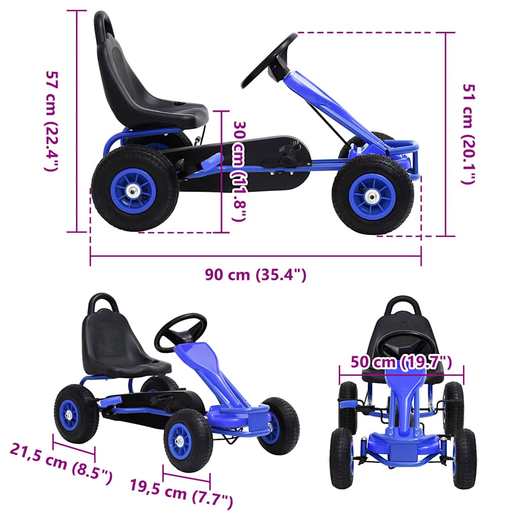 Go Kart με Πετάλια και Λάστιχα Πεπιεσμένου Αέρα Μπλε - Pakobazaar