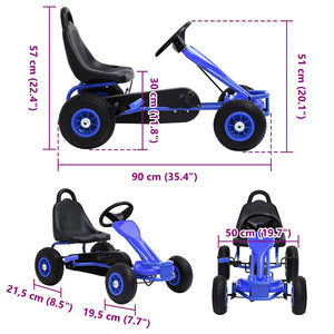 Go Kart με Πετάλια και Λάστιχα Πεπιεσμένου Αέρα Μπλε - Pakobazaar