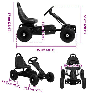 Go Kart με Πετάλια και Λάστιχα Πεπιεσμένου Αέρα Μαύρο - Pakobazaar