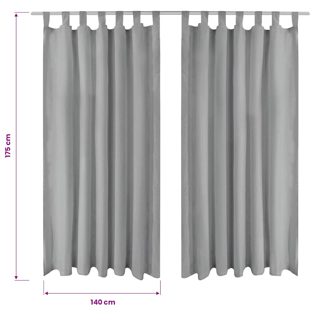 Κουρτίνες με Θηλιές 2 τεμ. Γκρι 140 x 175 εκ. από Microsatin - Pakobazaar