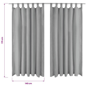 Κουρτίνες με Θηλιές 2 τεμ. Γκρι 140 x 175 εκ. από Microsatin - Pakobazaar