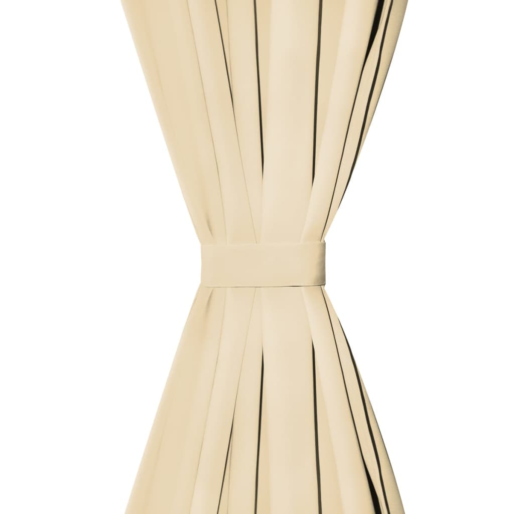 Κουρτίνες με Θηλιές 2 τεμ. Μπεζ 140 x 175 εκ. από Microsatin - PAKOBAZAAR