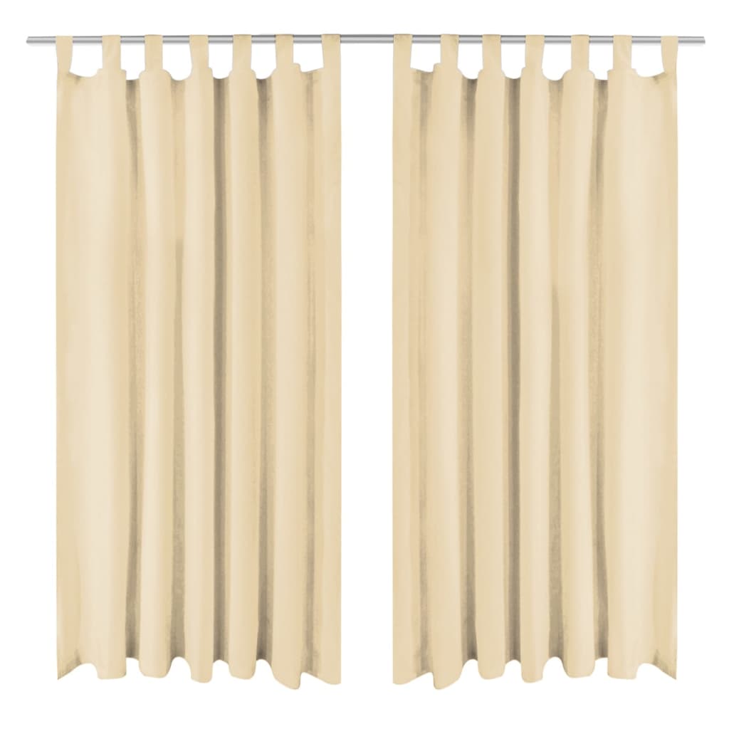 Κουρτίνες με Θηλιές 2 τεμ. Μπεζ 140 x 245 εκ. από Microsatin - PAKOBAZAAR