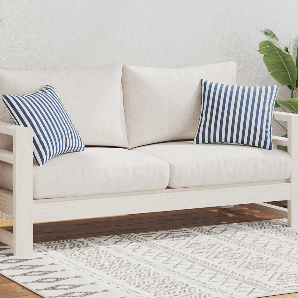 Μαξιλάρια Εξωτερικού Χώρου 2 τεμ. Ριγέ Ναυτικό Μπλε 45 x 45 εκ. - PAKOBAZAAR