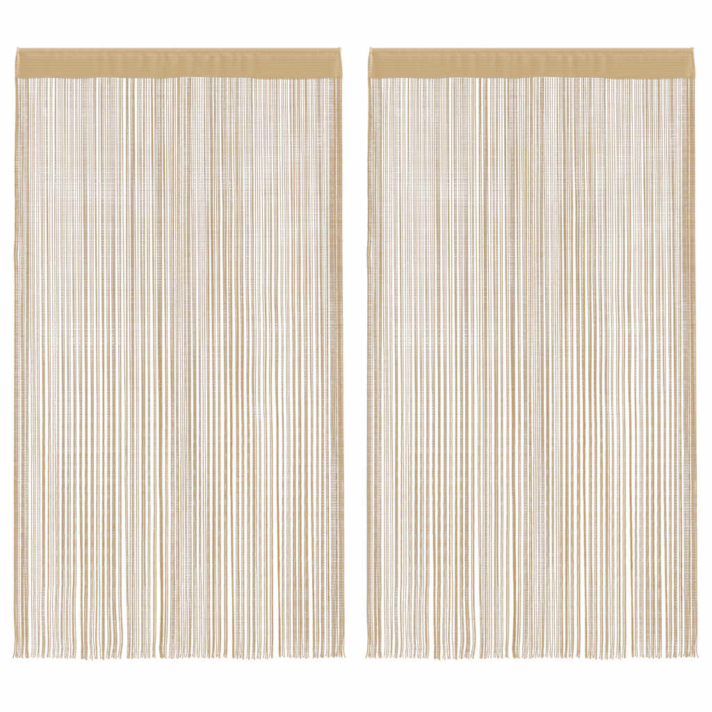 Κουρτίνες με Κρόσσια 2 τεμ. Μπεζ 140 x 250 εκ. - PAKOBAZAAR
