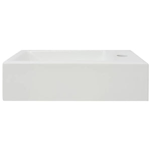 Νιπτήρας Ορθογώνιος Οπή Βρύσης Λευκός 46x25,5x12 εκ. Κεραμικός - PAKOBAZAAR