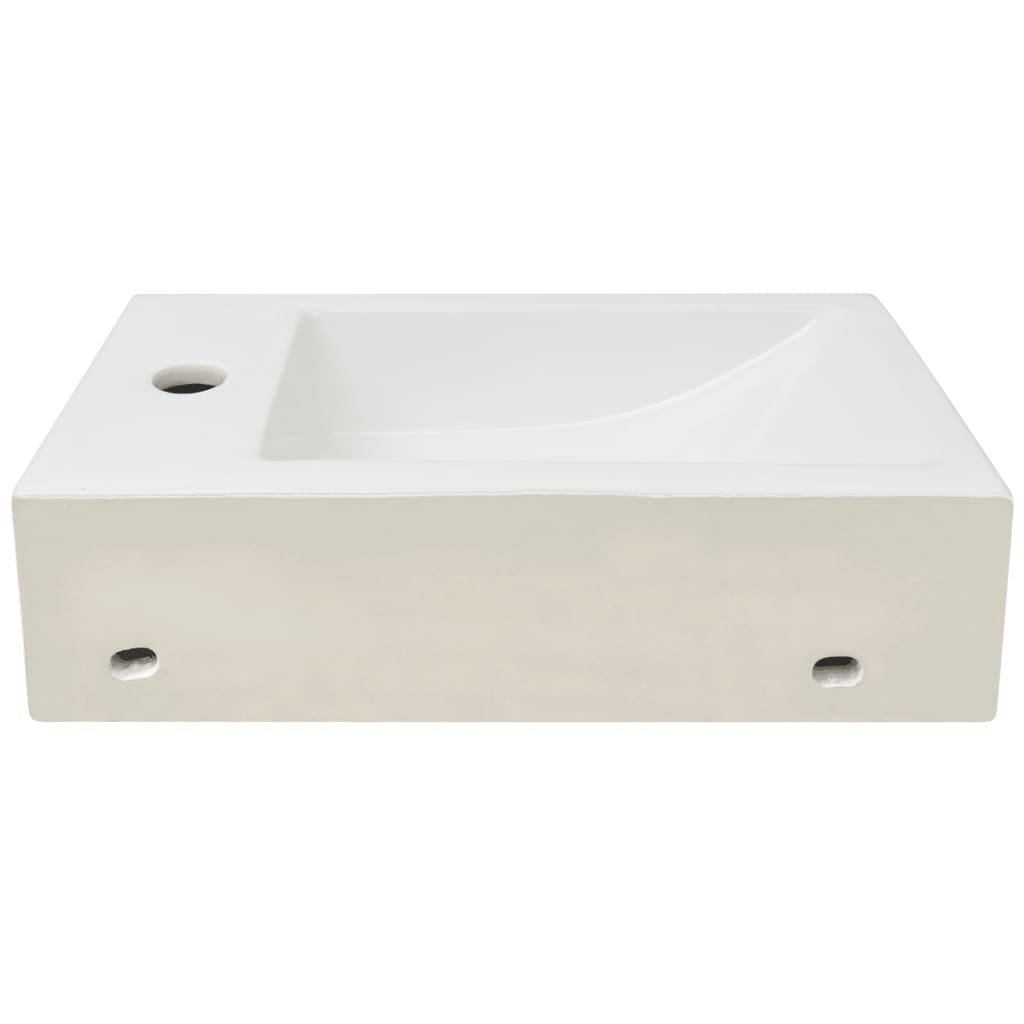 Νιπτήρας Ορθογώνιος Οπή Βρύσης Λευκός 46x25,5x12 εκ. Κεραμικός - PAKOBAZAAR