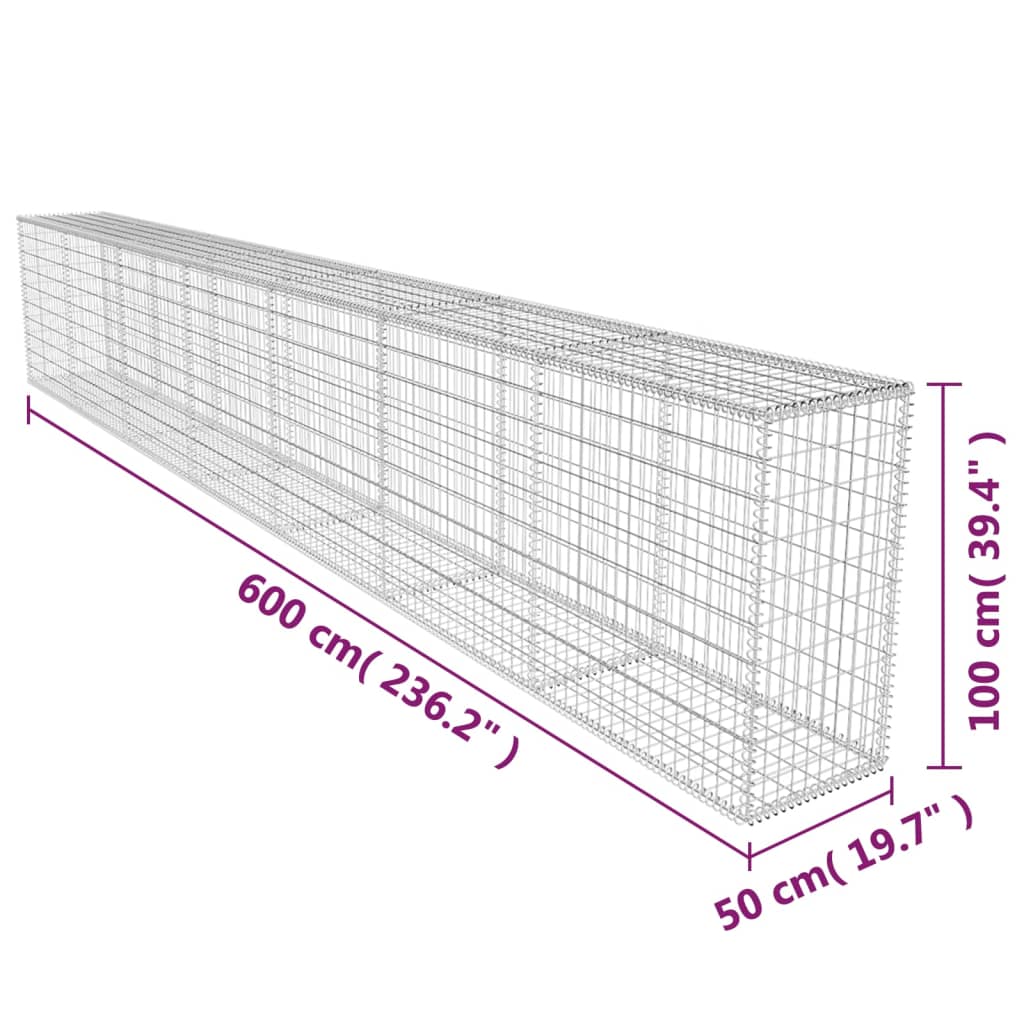 Συρματοκιβώτιο Τοίχος 600x50x100 εκ. Γαλβαν.Χάλυβας + Κάλυμμα - PAKOBAZAAR