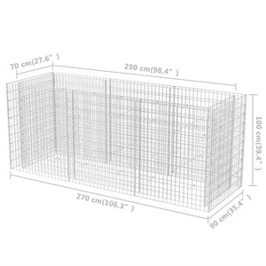 Συρματοκιβώτιο - Γλάστρα Υπερυψωμένη 270x90x100 εκ. Ατσάλινη - PAKOBAZAAR