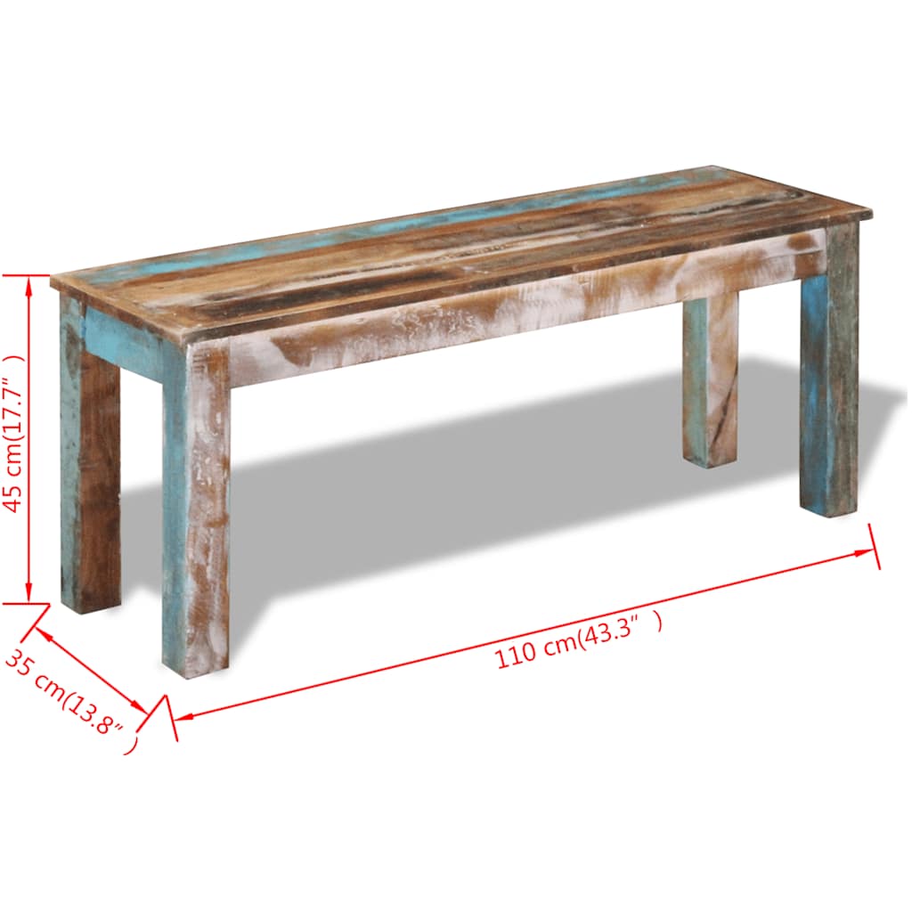 Πάγκος 110 x 35 x 45 εκ. από Μασίφ Ανακυκλωμένο Ξύλο - PAKOBAZAAR