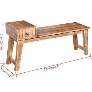 Πάγκος με Συρτάρι 120 x 36 x 60 εκ. από Μασίφ Ξύλο Μάνγκο