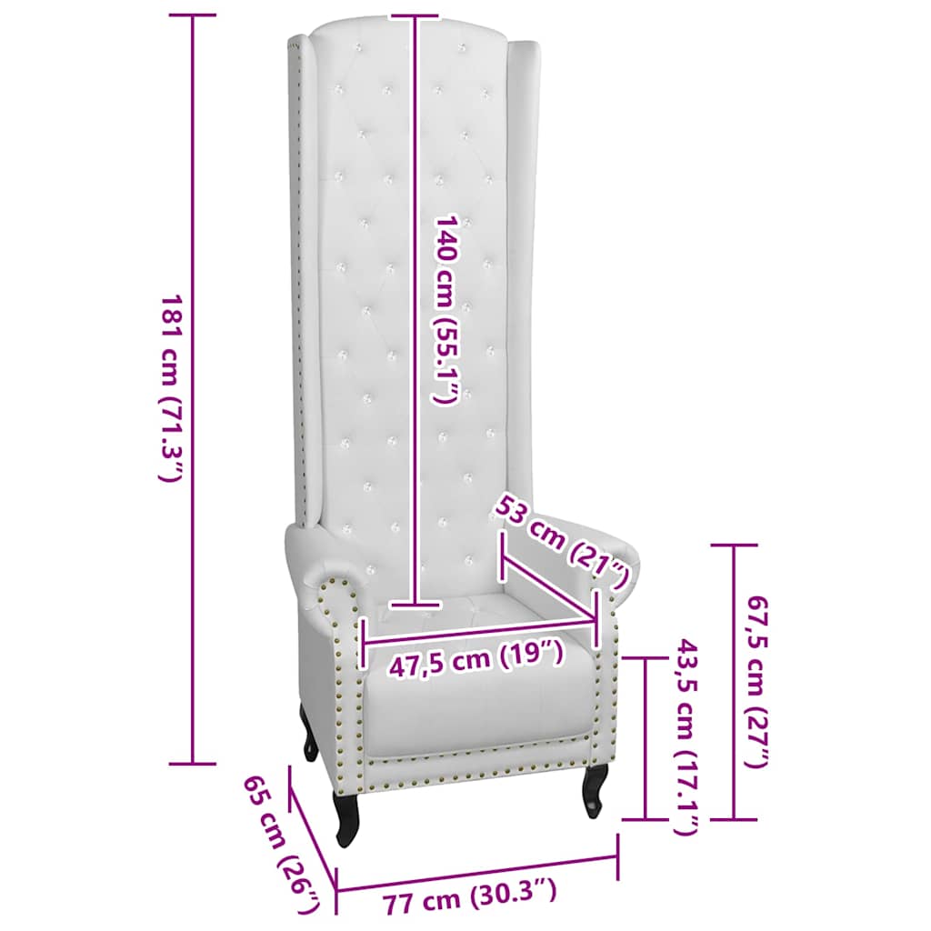 Πολυθρόνα με Ψηλή Πλάτη Λευκή από Συνθετικό Δέρμα - PAKOBAZAAR