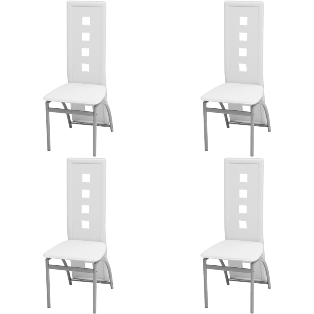 Καρέκλες Τραπεζαρίας 4 τεμ. Λευκές από Συνθετικό Δέρμα - PAKOBAZAAR