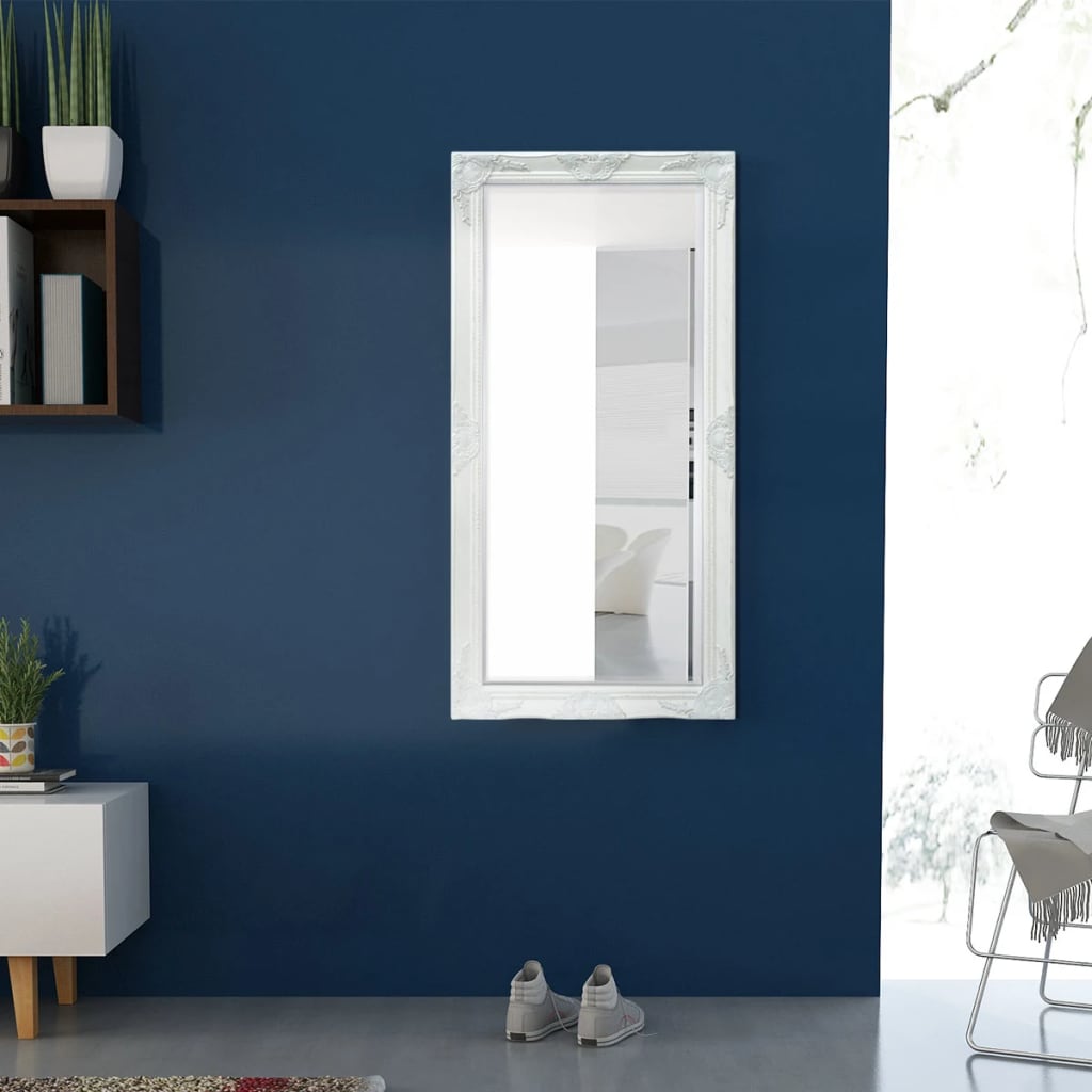 Καθρέφτης Τοίχου με Μπαρόκ Στιλ Λευκός 120 x 60 εκ. - Pakobazaar