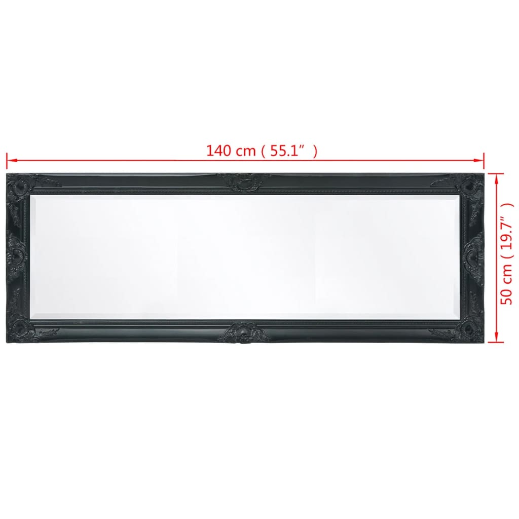 Καθρέφτης Τοίχου με Μπαρόκ Στιλ Μαύρος 140 x 50 εκ. - Pakobazaar