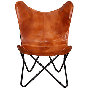 Καρέκλα Πεταλούδα Καφέ από Γνήσιο Δέρμα - PAKOBAZAAR