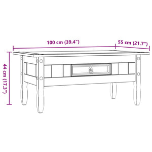 Τραπεζάκι Σαλονιού Μεξικ. Στιλ Corona 100x55x44 εκ. Ξύλο Πεύκου - PAKOBAZAAR