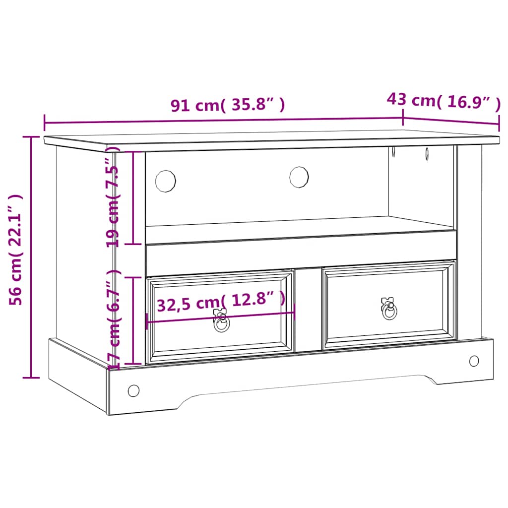 Έπιπλο Τηλεόρασης Μεξικ. Στιλ Corona 91x43x56 εκ. Ξύλο Πεύκου - PAKOBAZAAR