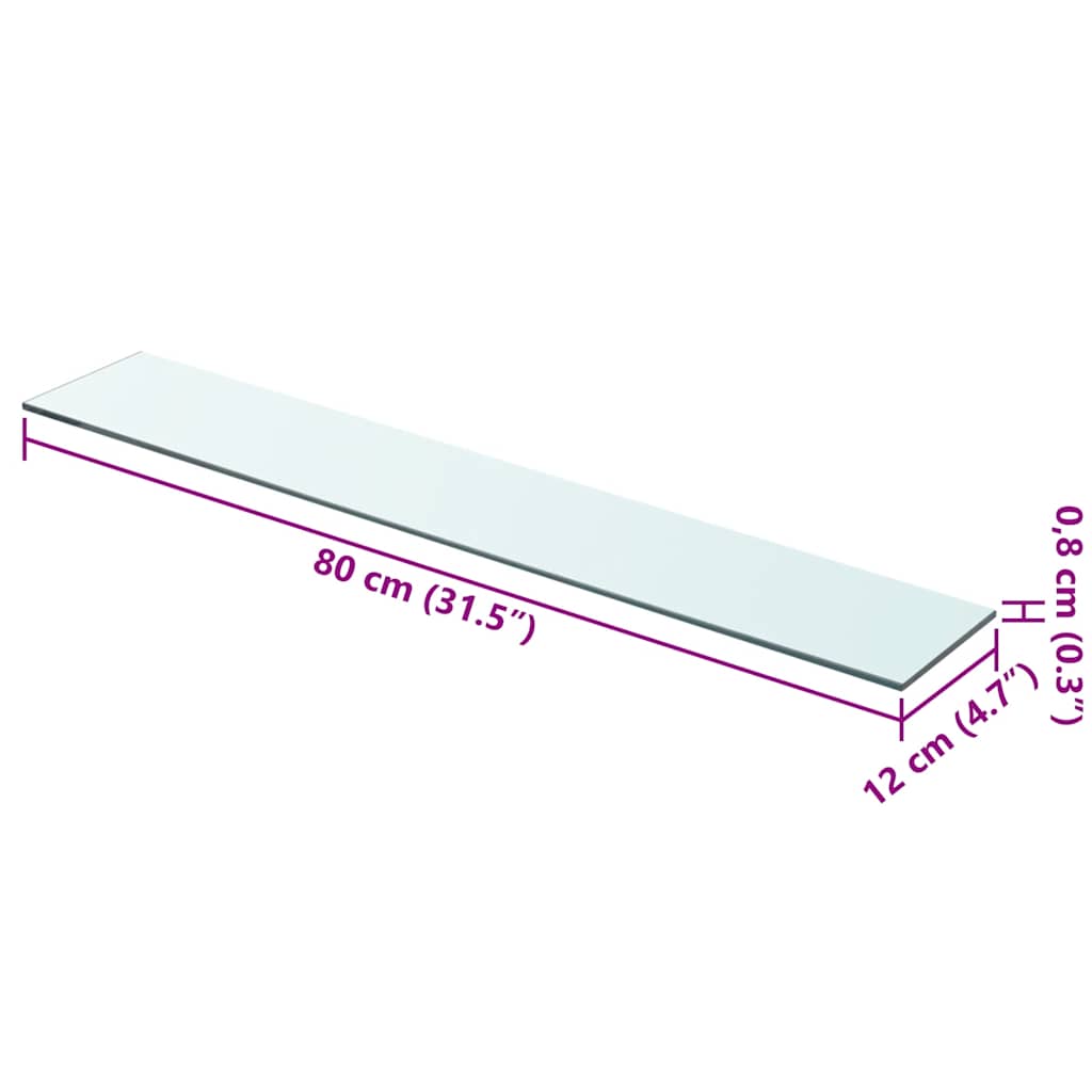 Ράφι Πάνελ Διάφανο 80 x 12 εκ. Γυάλινο - PAKOBAZAAR