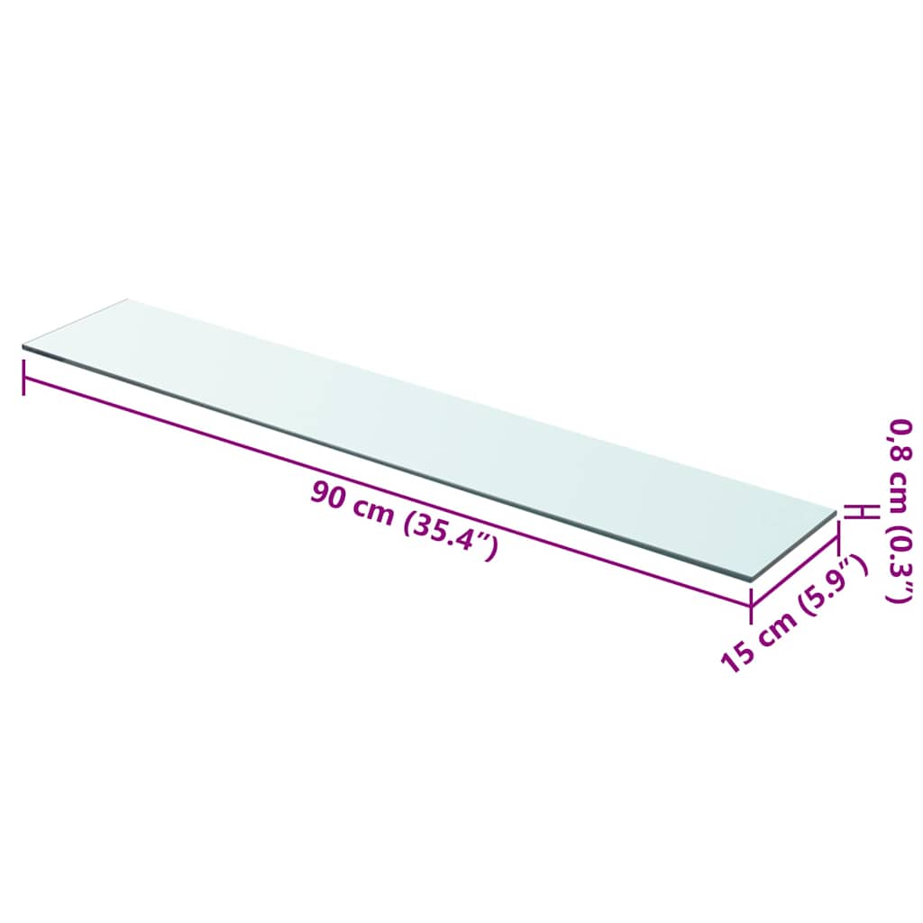 Ράφι Πάνελ Διάφανο 90 x 15 εκ. Γυάλινο - PAKOBAZAAR